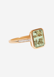 The Still Life Ring with 3.15ct Emerald Cut Green Amethyst - Molten Store