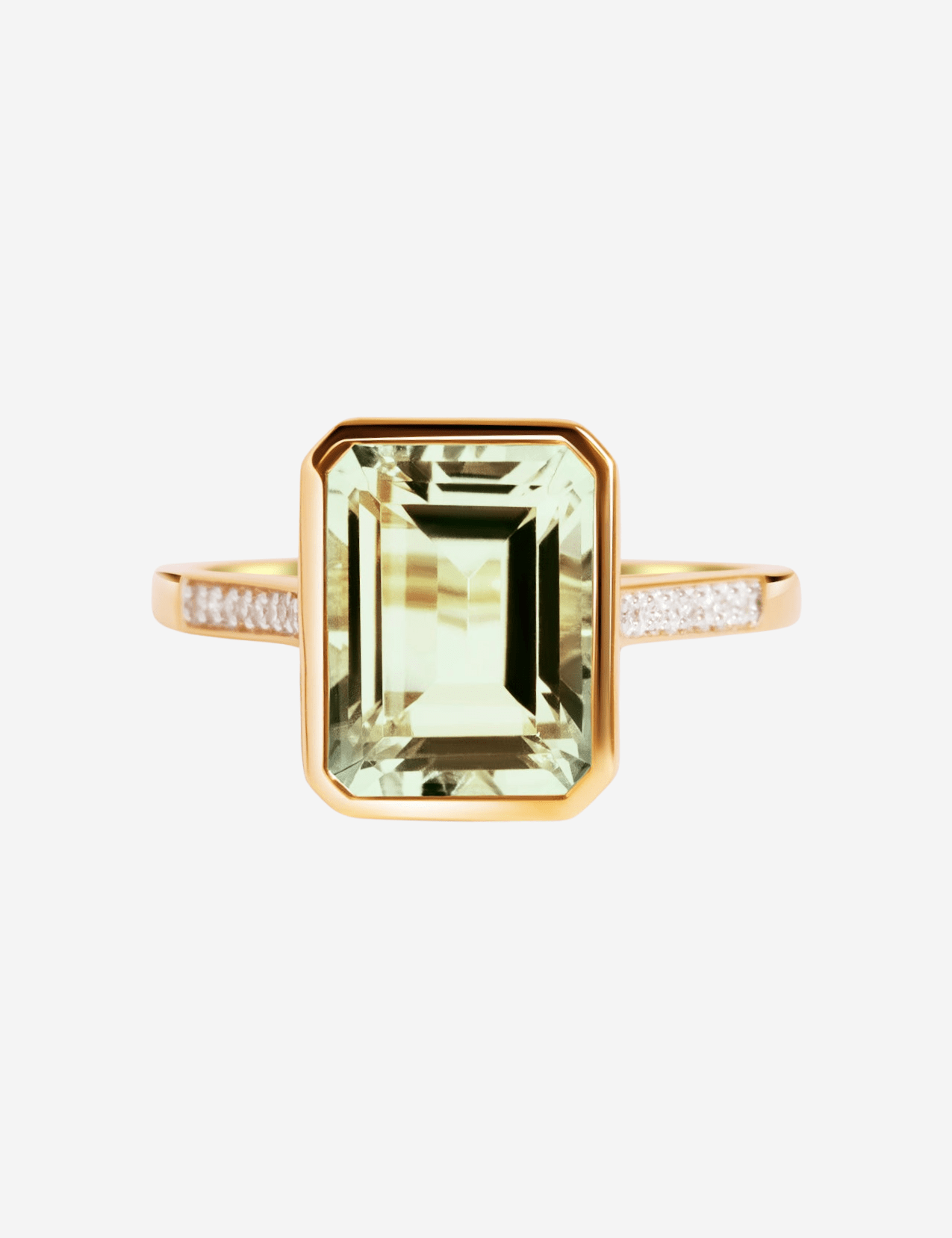 The Still Life Ring with 3.15ct Emerald Cut Green Amethyst - Molten Store