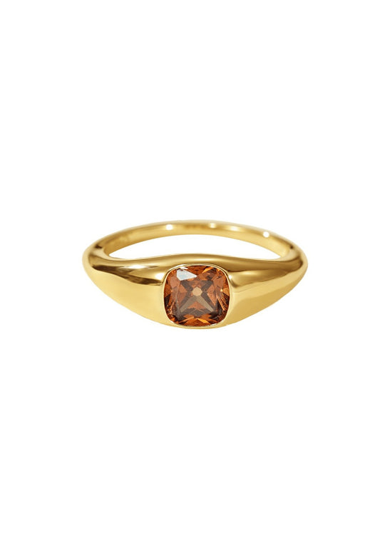 The Tea Party Coffee 14ct Gold Vermeil Signet Ring - Molten Store