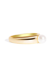 The To The Moon Pearl 14ct Gold Vermeil Signet Ring - Molten Store