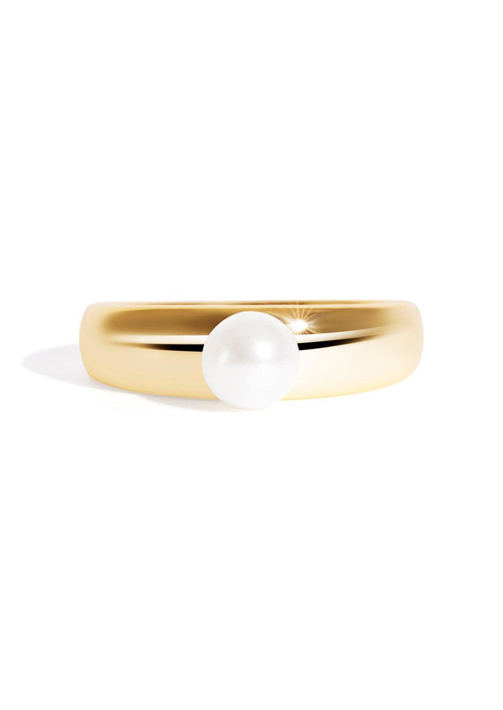 The To The Moon Pearl 14ct Gold Vermeil Signet Ring - Molten Store