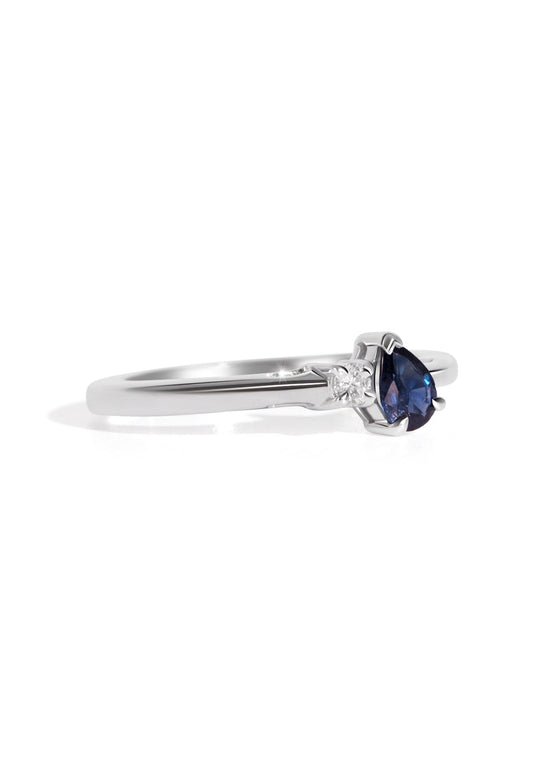 The Toi Et Moi Ring with 0.05ct Round Cultured Diamond & 0.35ct Pear Ceylon Sapphire - Molten Store