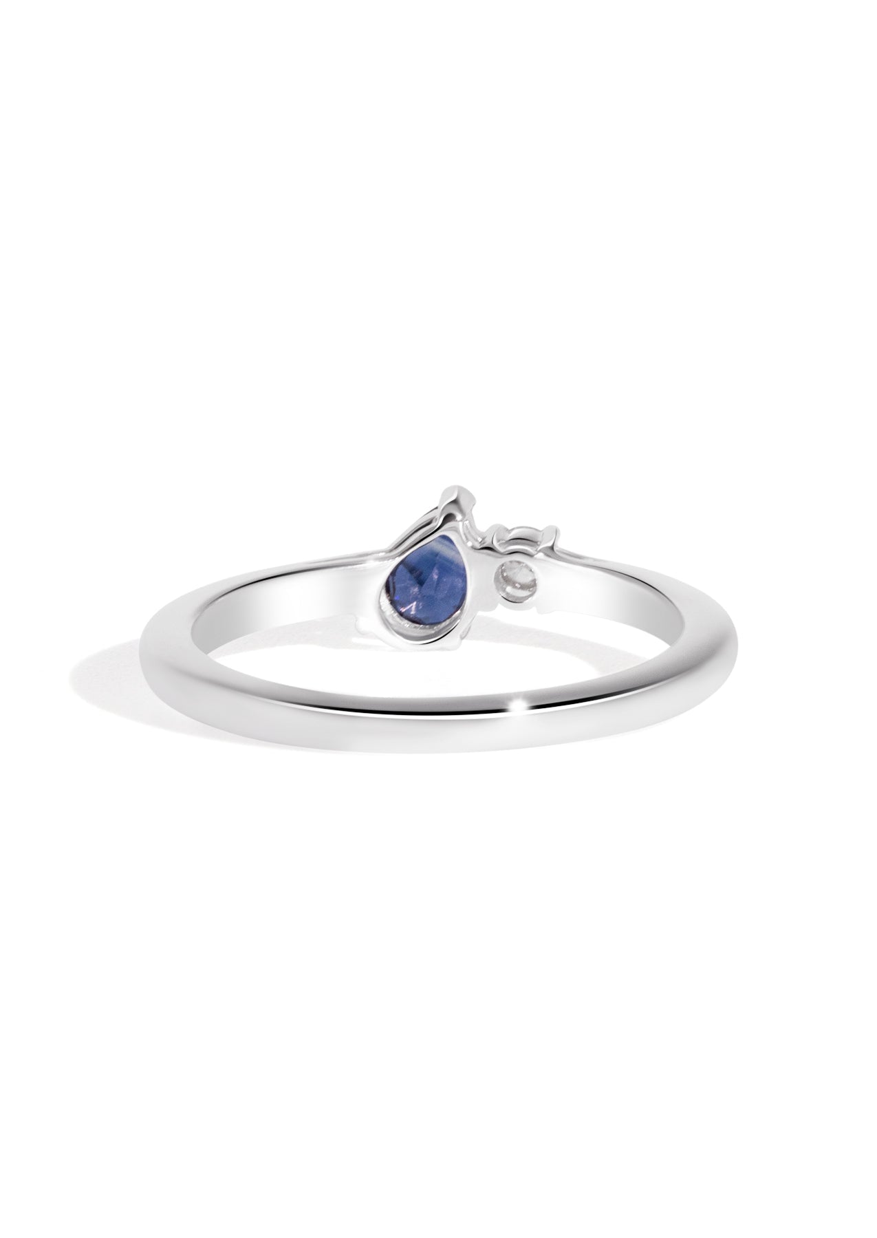 The Toi Et Moi Ring with 0.05ct Round Cultured Diamond & 0.35ct Pear Ceylon Sapphire - Molten Store