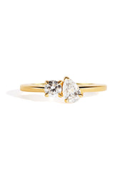 The Toi Et Moi Ring with 0.26ct Round and 0.42ct Pear Cultured Diamond - Molten Store