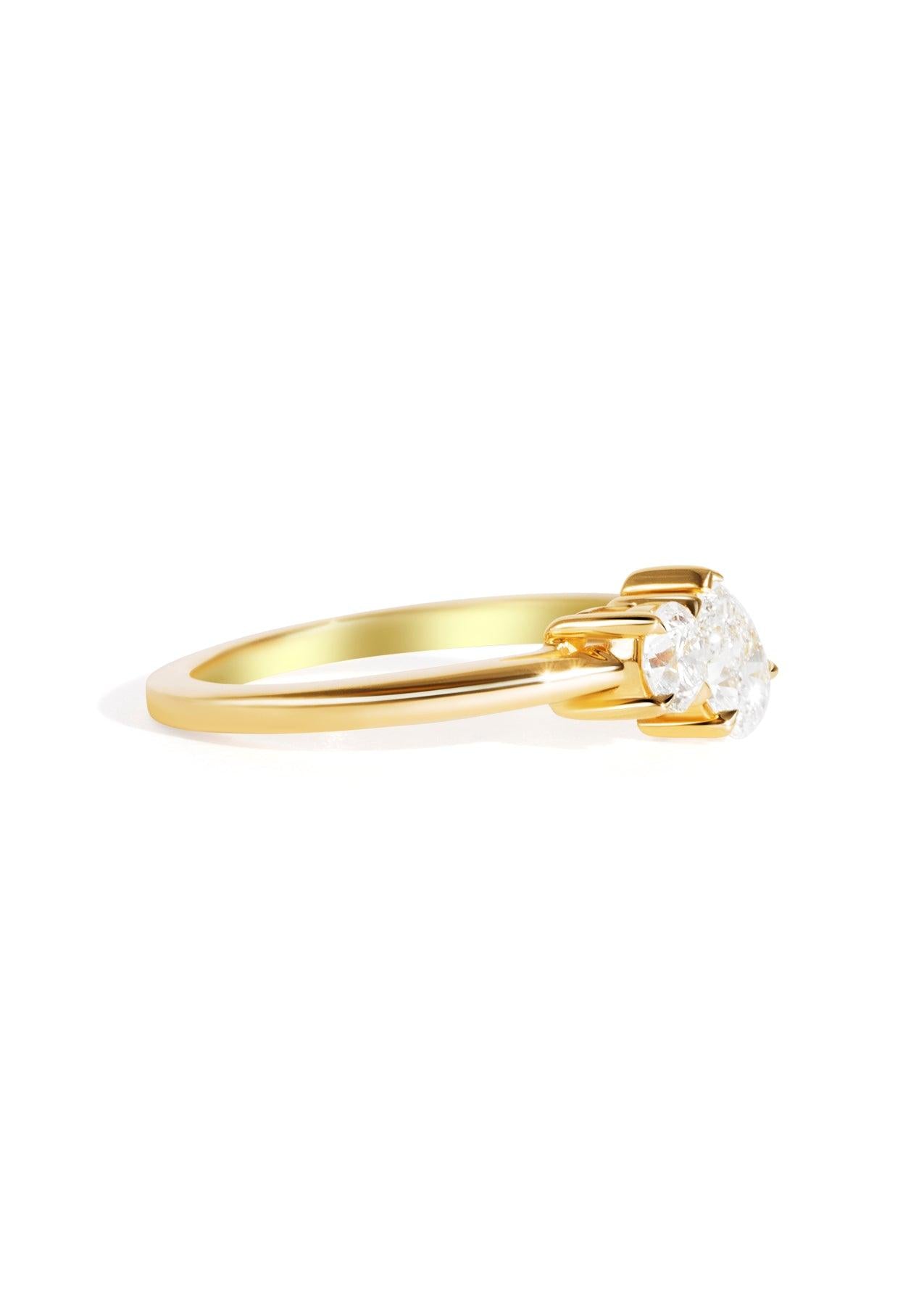 The Toi Et Moi Ring with 0.27ct Round and 0.48ct Pear Cultured Diamond - Molten Store