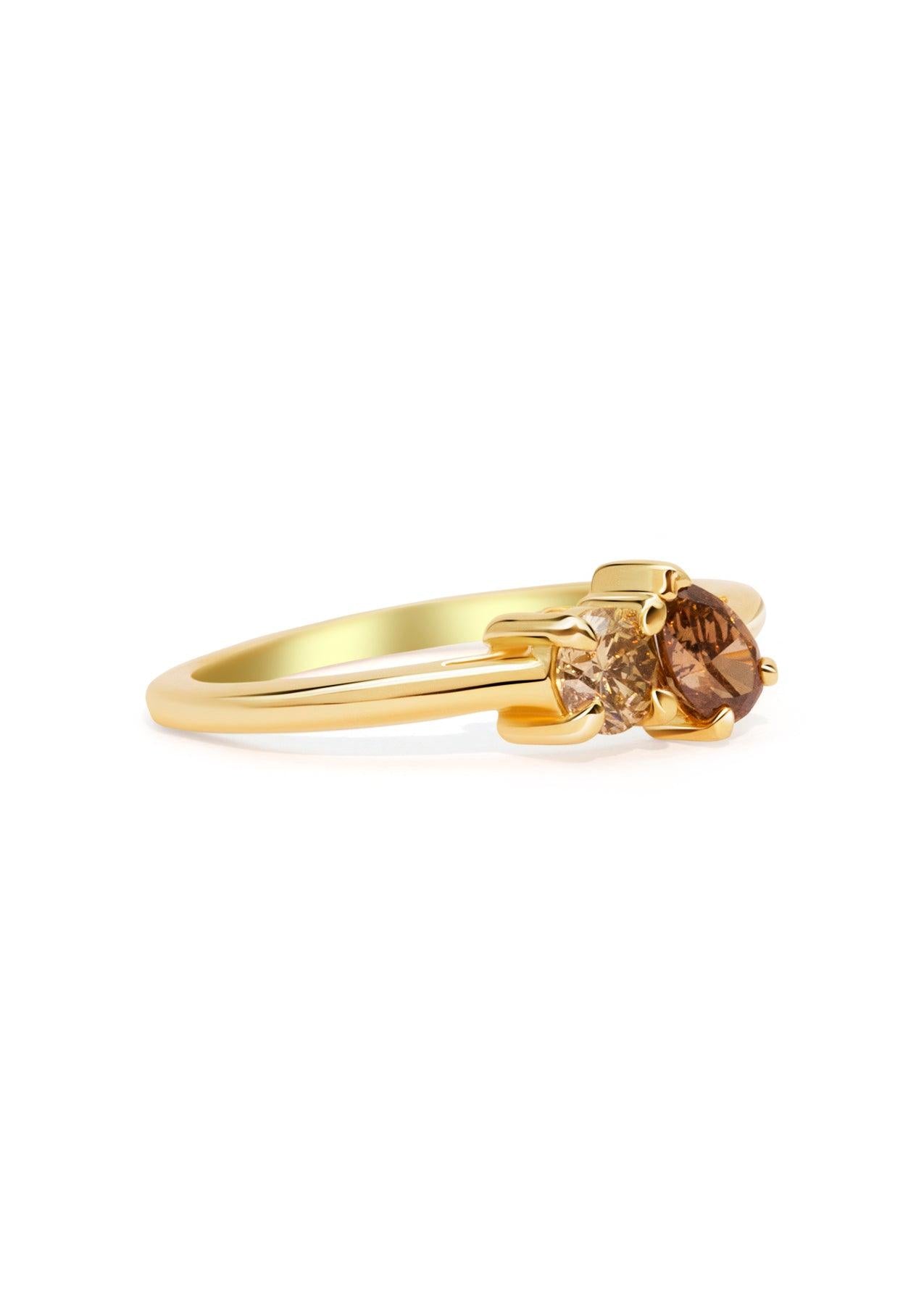 The Toi Et Moi Ring with 0.3ct Champagne and 0.37ct Cognac Diamond - Molten Store