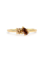 The Toi Et Moi Ring with 0.3ct Champagne and 0.37ct Cognac Diamond - Molten Store