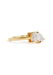 The Toi Et Moi Ring with 0.5ct Radiant and 0.5ct Pear Cultured Diamond - Molten Store