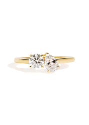 The Toi Et Moi Ring with 0.5ct Round and 0.5ct Pear Cultured Diamond - Molten Store