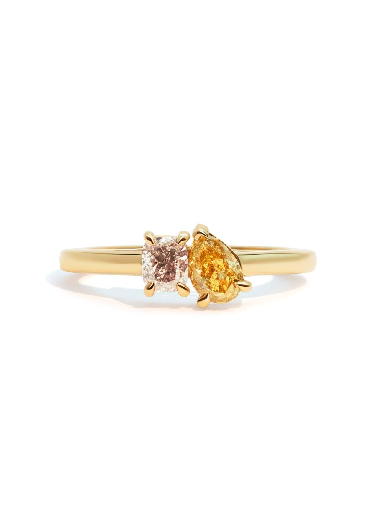 The Toi Et Moi Ring with 0.81ct Pear Diamond - Molten Store