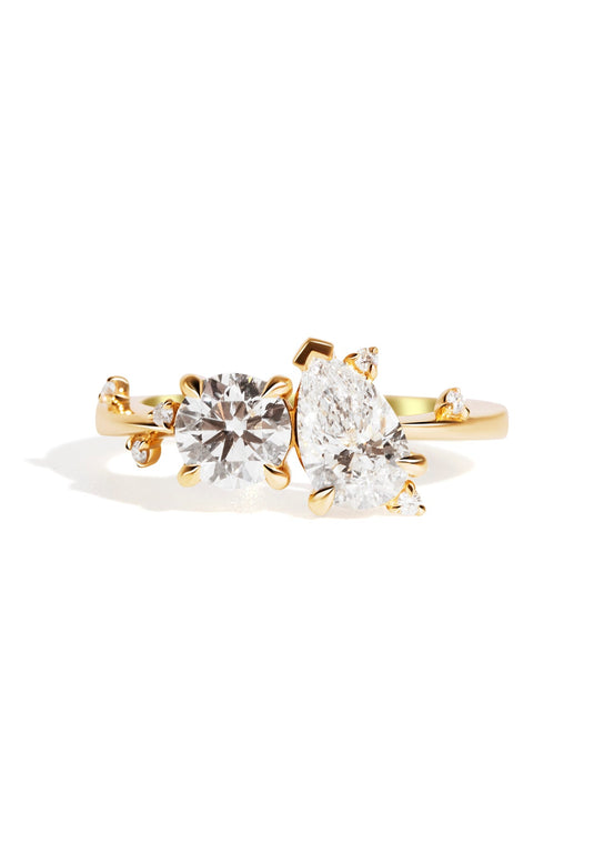 The Toi Et Moi Ring with 1.55ct Round Cultured Diamond & 1.55ct Pear Cultured Diamond - Molten Store