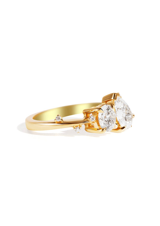 The Toi Et Moi Ring with 1.55ct Round Cultured Diamond & 1.55ct Pear Cultured Diamond - Molten Store