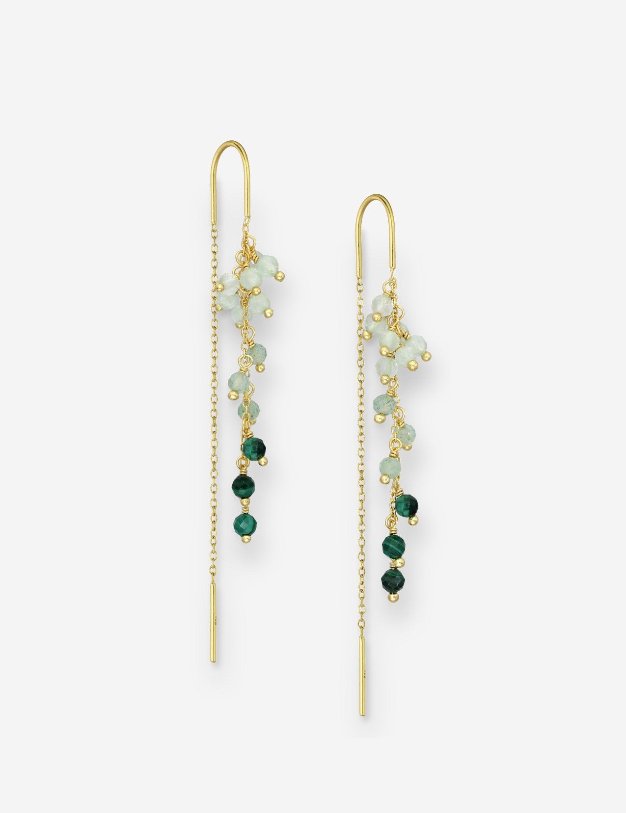 The Tutti Sea Foam 18ct Gold Vermeil Threader Earrings - Molten Store