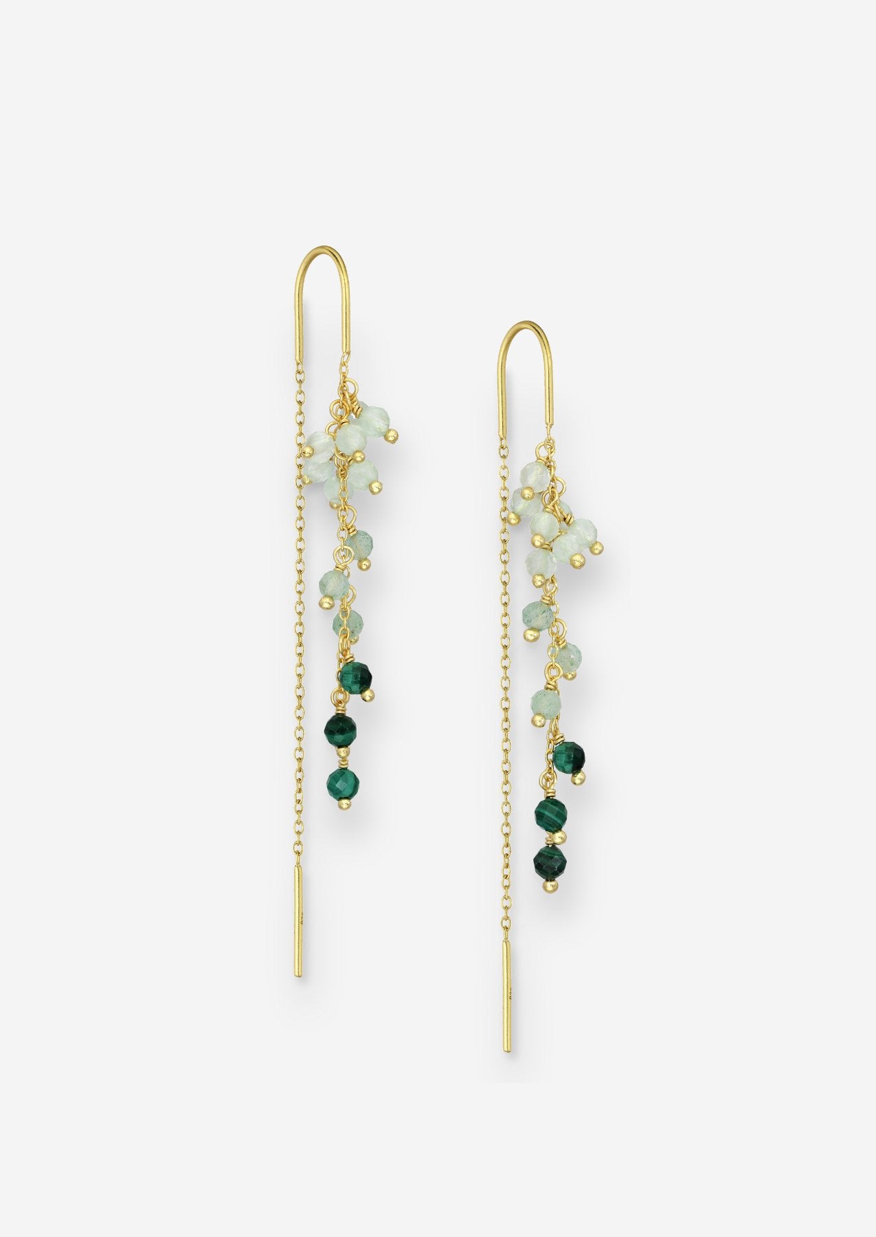 The Tutti Sea Foam 18ct Gold Vermeil Threader Earrings - Molten Store