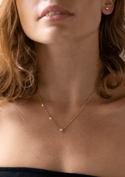 The Twila 14ct Yellow Gold Necklace with .30ct Round Brilliant Cut Cultured Diamond - Molten Store