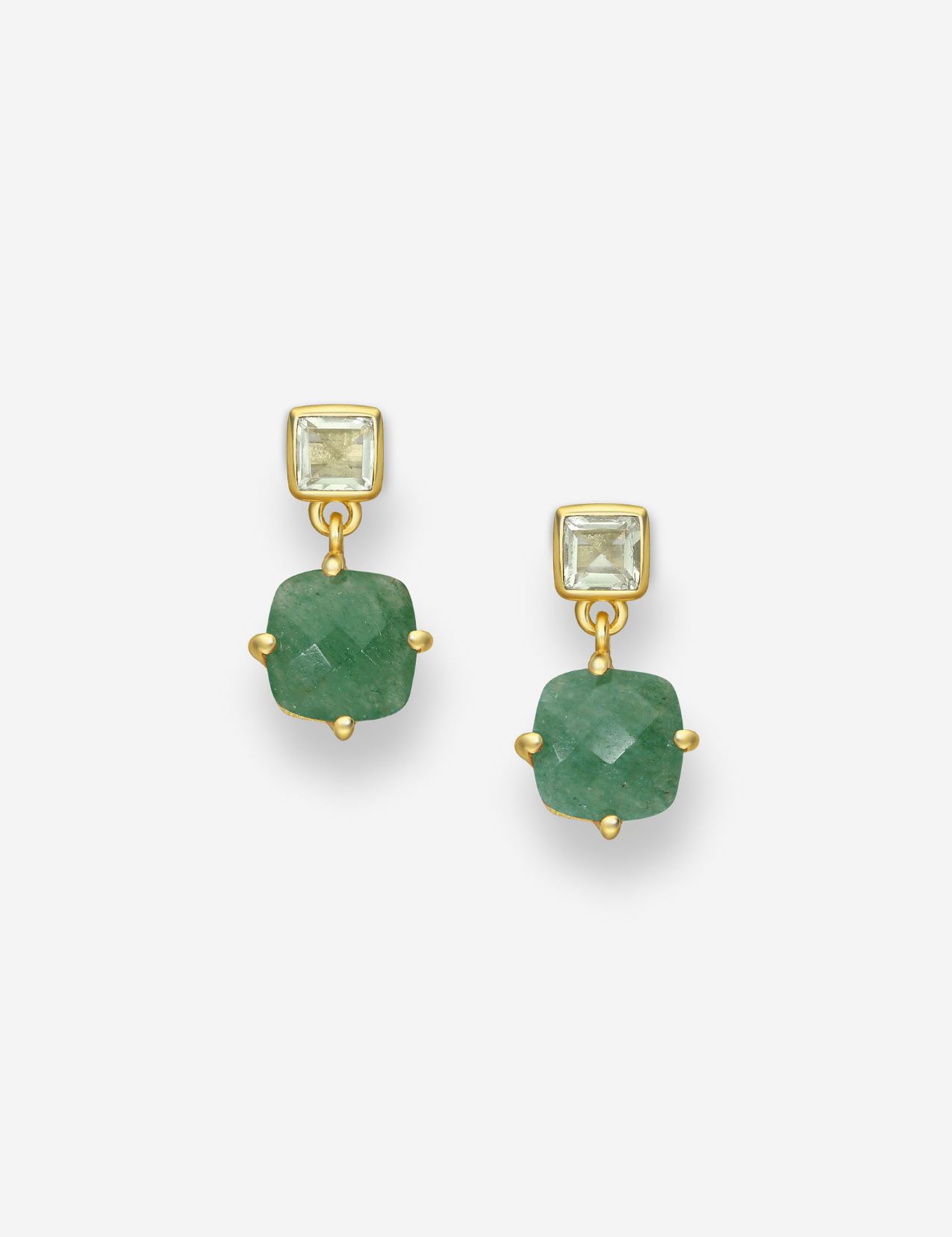 The Valencia Aventurine 18ct Gold Vermeil Drop Earrings - Molten Store