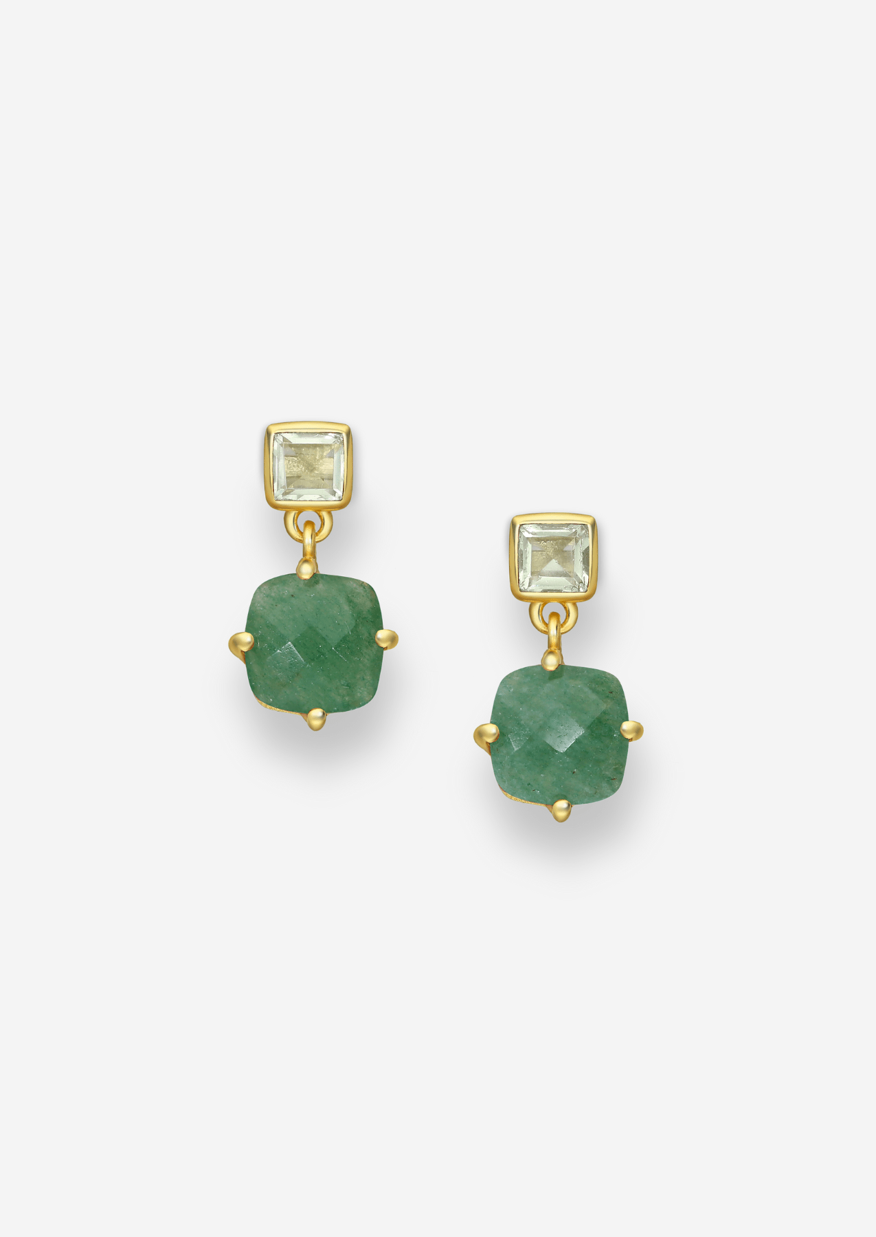 The Valencia Aventurine 18ct Gold Vermeil Drop Earrings - Molten Store