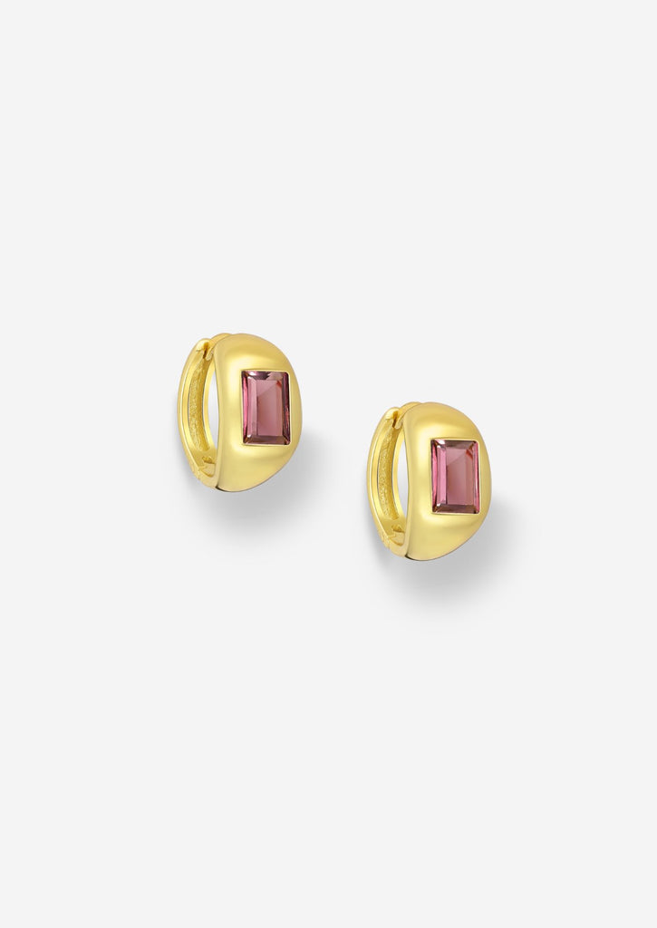 The Veila Rhodolite 18ct Gold Vermeil Hoop Earrings - Molten Store