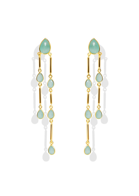 The Venus Chalcedony 18ct Gold Vermeil Drop Earrings - Molten Store