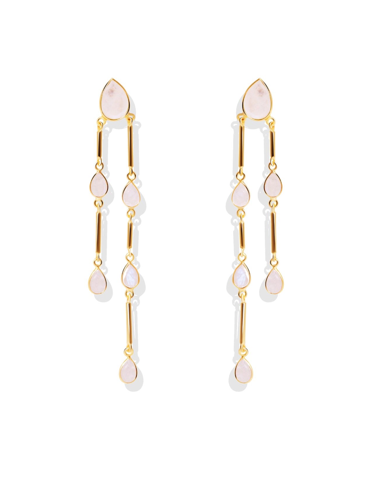 The Venus Moonstone 18ct Gold Vermeil Drop Earrings - Molten Store