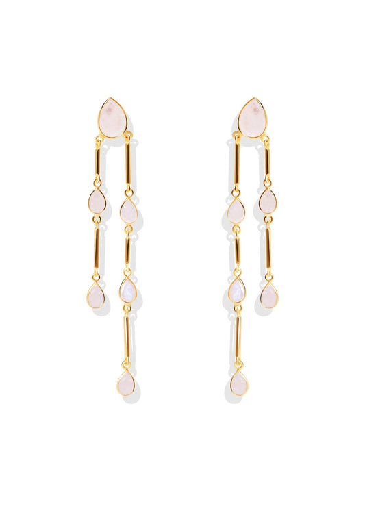 The Venus Moonstone 18ct Gold Vermeil Drop Earrings - Molten Store