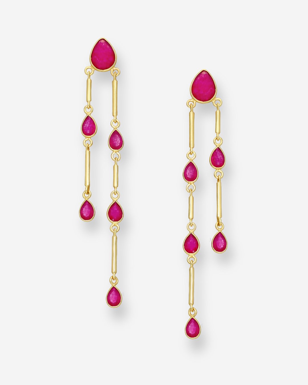 The Venus Pink Jade 18ct Gold Vermeil Drop Earrings - Molten Store