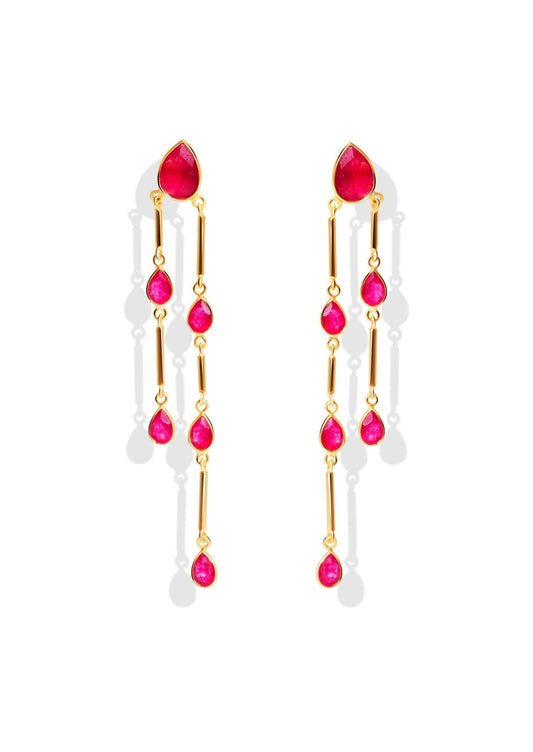 The Venus Pink Jade 18ct Gold Vermeil Drop Earrings - Molten Store