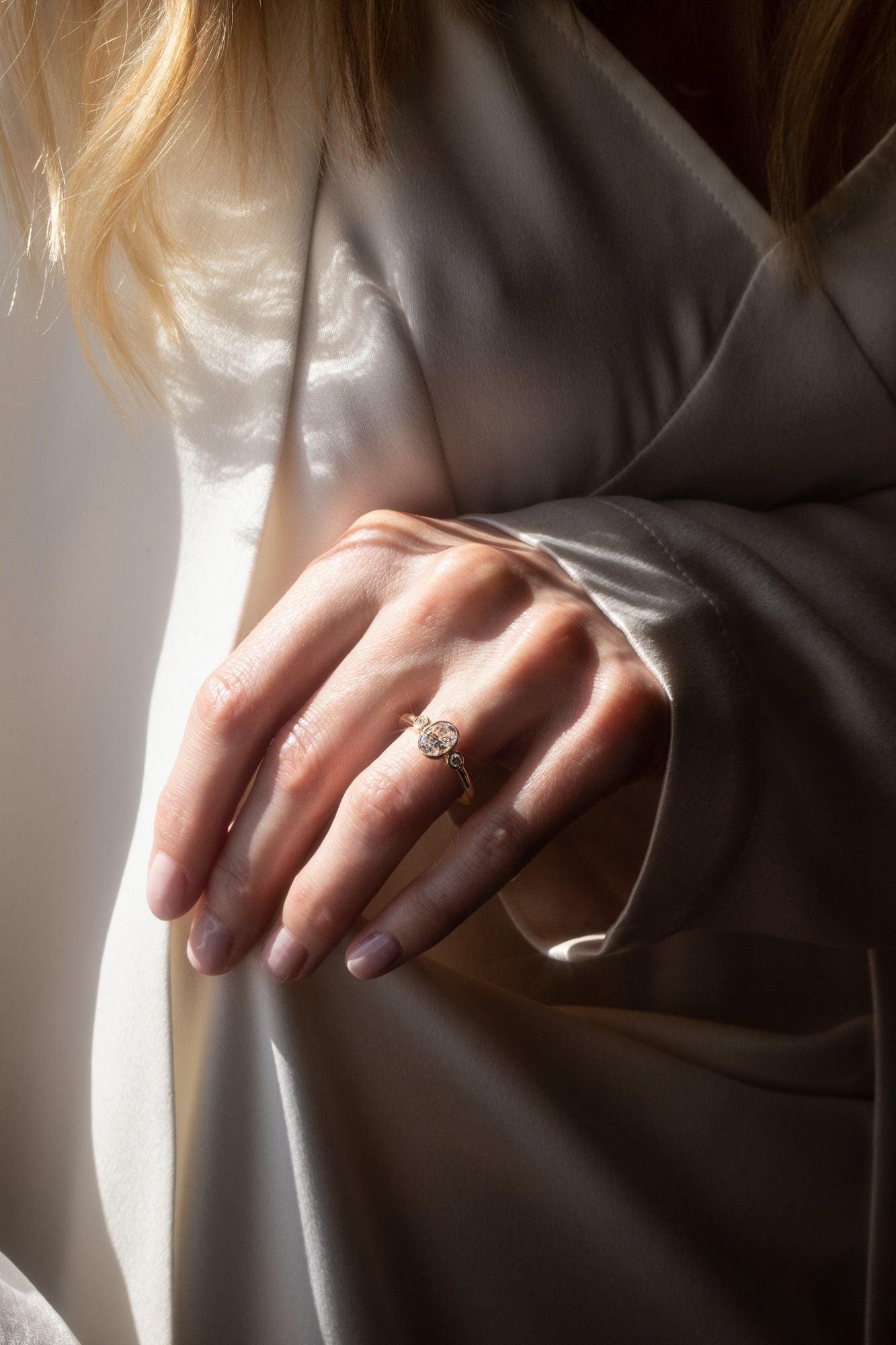 The Beatrice Yellow Gold Cultured Diamond Ring