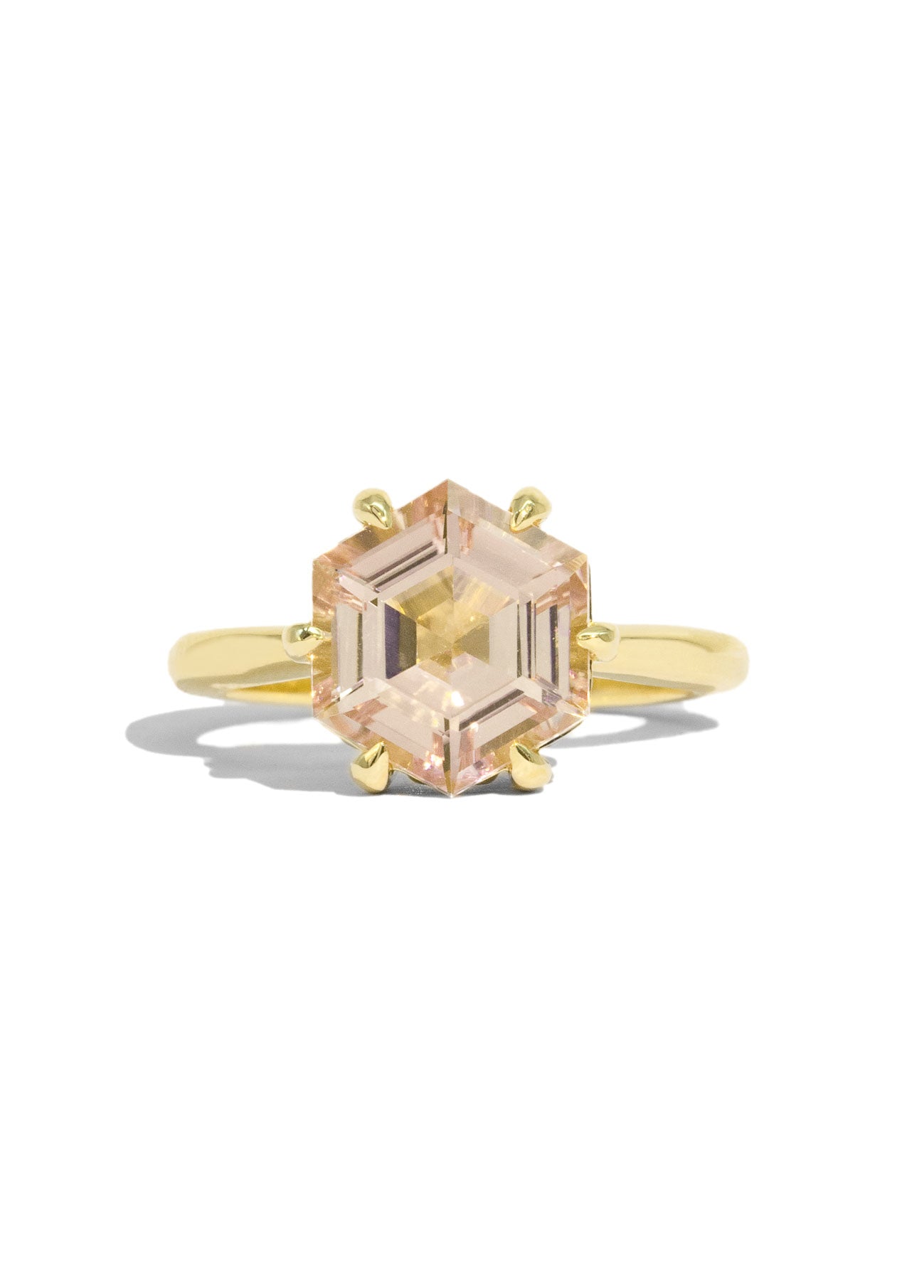 The June Ring with 3.81ct Hexagon Peach Tourmaline