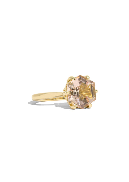 The June Ring with 3.81ct Hexagon Peach Tourmaline